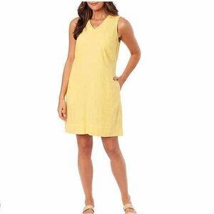 Briggs Women's Linen Blend Midi Dress Size M Yellow Cottagecore Feminine (NEW)